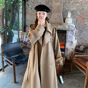 卡其色设计感风衣外套女2025年秋季新款今年流行气质长款纯色大衣图片