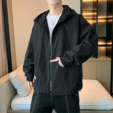 美式户外冲锋衣男外套纯色上衣服山系连帽简约工装户外冲锋衣夹克，男装夹克，电商A409-1