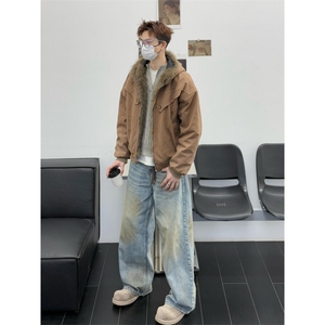 1506/QS60580/P116纽扣铠甲座山雕美式覆古cleanfit情侣棉服图片