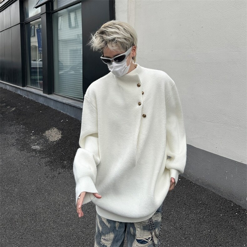 不规则纽扣设计感高领毛衣男韩系潮牌痞帅针织衫上衣MY377/P64,男装针织衫/毛衣,星座506