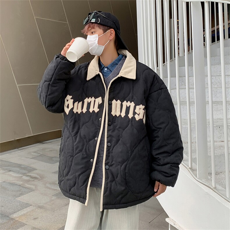 港风青春流行棒球领衣冬季新款帅气潮流休闲ins服W6345-P82,男装棉衣,星座512-3
