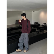 网图有货纯色针织衫软糯圆领宽松百搭打底毛衣男A144-P55，男装针织衫/毛衣，星座1505