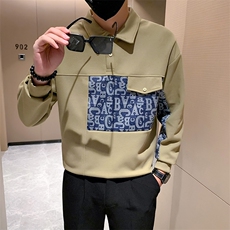 重磅高级感卫衣男秋季新款潮牌翻领Polo衫拼接宽松上衣WY03-P68，男装卫衣，电商D323（原B261）