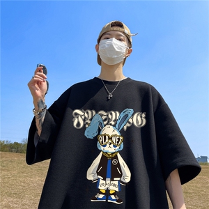 华夫格短袖 直播高品质重磅220克 卡通兔印花HT396-P20图片
