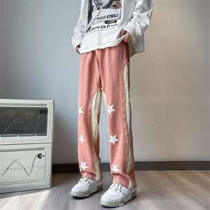 潮潮牌设计感贴布直筒牛仔裤男美式高街复古宽松N8031-P58图片