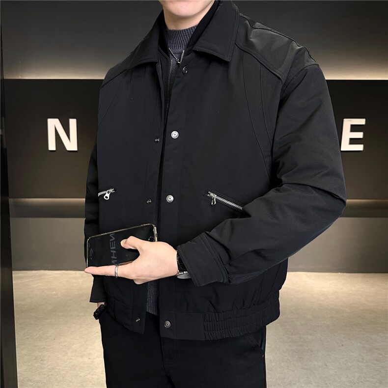 标90男士简约翻领假两件羽绒服上衣外套百搭A329-YR3605-P265,男装羽绒服,电商A329