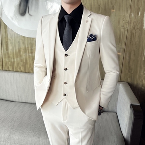 西服套装男士三件套商务职业正装小西装韩版修身伴郎新郎结婚礼服图片