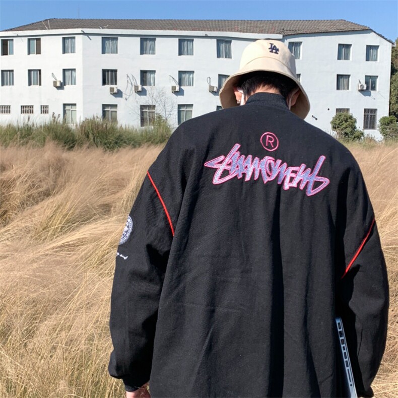 2025美式潮牌字母印花牛仔外套春复古宽松百搭潮流夹克JK979-P88,男装工装外套,星座1103-3