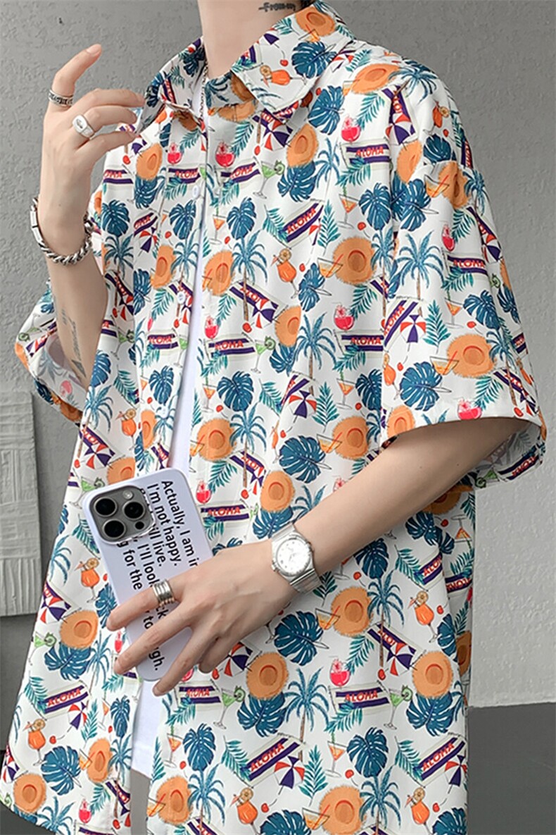 8XL-M花衬衫男短袖夏季薄款冰丝半袖宽松大码休闲外套DC28008P38,男装T恤,电商B312
