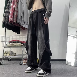 2025春季新款复古做旧阔腿工装裤高街潮牌牛仔裤男现货 K7765-P50图片