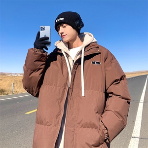 现货抖音得物二开三防加厚假两件拼接连帽棉衣冬季棉服LL9999图片