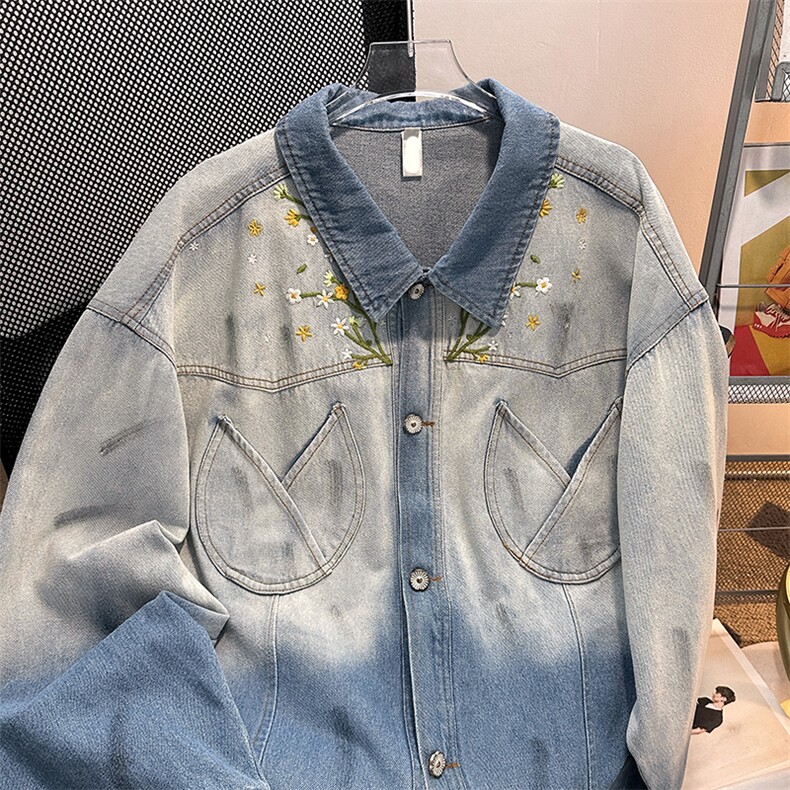 美式复古秋冬花卉潮牌设计感渐变刺绣牛仔夹克外套男JK08973-P70,男装夹克,星座308B-2