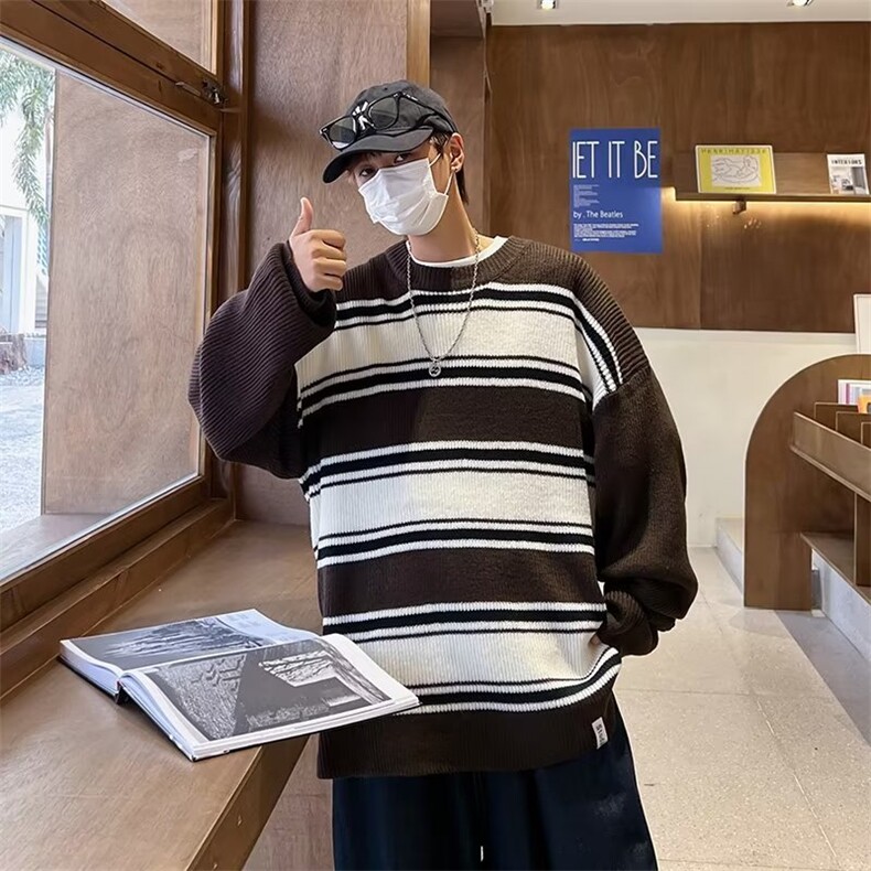 毛衣男港味2023秋季高质量复古日系针织衫MA287P38图片