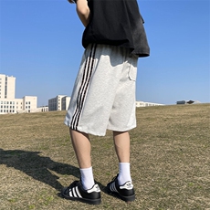 美式三条杠豹纹织带短裤男款夏季潮牌宽松休闲裤cleanfit五分裤子，男装休闲裤，电商A022