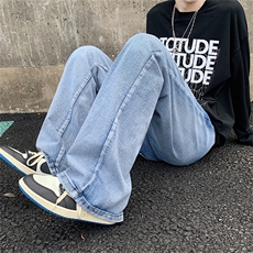 美式牛仔裤子男高街ins潮牌宽松直筒裤复古风长裤N0870-P40，男装牛仔裤，星座308B-1