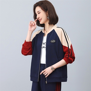 短款外套女2023年春秋新款小个子棒球服中年妈妈大码休闲夹克上衣图片