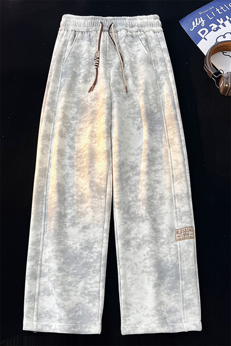春季裤子男款潮牌休闲百搭直筒阔腿裤加长扎染弯刀卫裤KZ025P45,男装休闲裤,电商B312