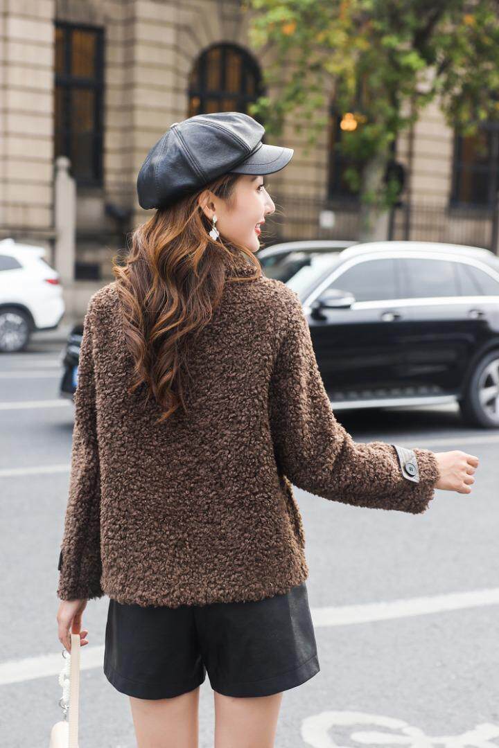 冬季新款颗粒咖啡色淑女外套，其它，水锦红