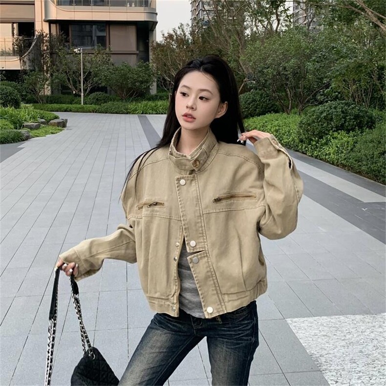 气质慵懒潮流流行新款配脖带水洗工装短款原宿百搭时尚日系文艺,男装工装外套,星座218-1（原230）