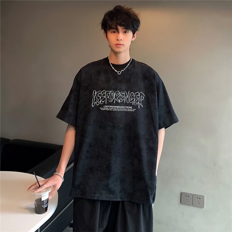 夏季韩系cleanfit重磅潮牌男款短袖吊染百搭舒适T恤T314-P25,男装T恤,电商C307