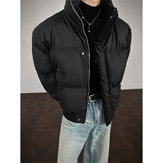 支持二开立领PU皮棉服男短款棉衣外套宽松面包服M810-P75，男装棉衣，电商A441