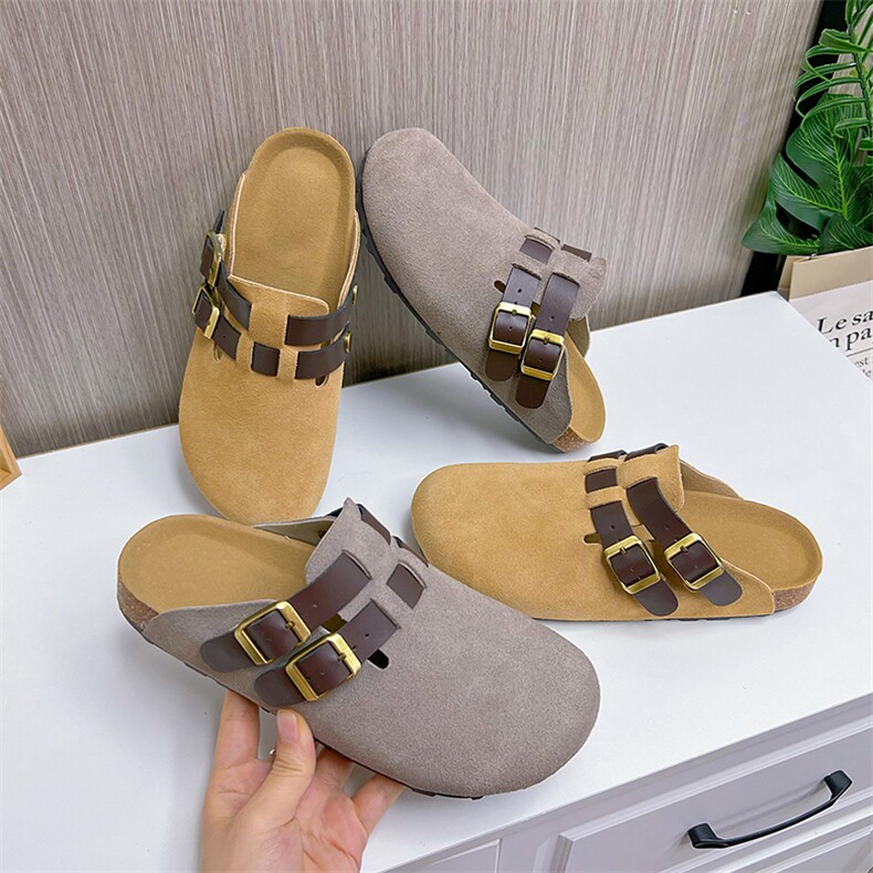 真皮包头拖鞋女2024年夏季新款外穿平底半拖休闲百搭凉拖时尚女鞋，女鞋拖鞋，电商A223