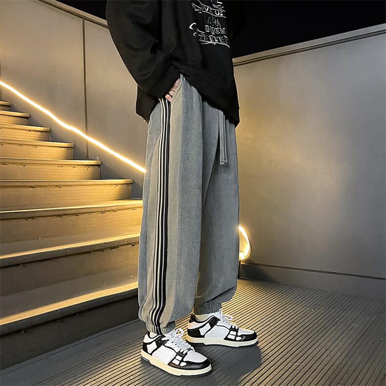 抖音直播品质欧棉绒包边百搭大码宽松休闲束脚裤男3366-P55控78,男装休闲裤,电商C305A