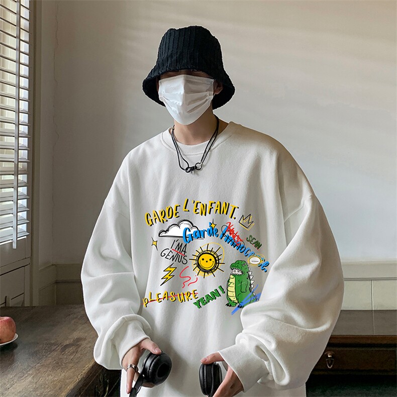 圆领卫衣男大码加厚加绒长袖t恤男S6219-P28加绒款-P33,男装卫衣,电商A040
