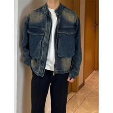 【有货】DJK5513-P68新款大口袋牛仔外套男高街潮牌痞帅立领夹克，男装夹克，星座603-2
