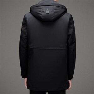 108111冬季精品貂绒内胆羽绒服加厚保暖休闲中长款连帽灰鸭绒图片