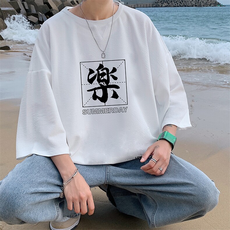 Q11197-P30春夏季七分袖t恤男大码五分袖男短袖中袖,男装T恤,电商A040