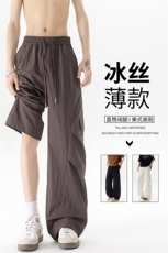 肌理感冲锋裤冰丝薄款休闲裤男夏季美式褶皱伞兵工装裤KZ053P50，男装工装外套，电商B312