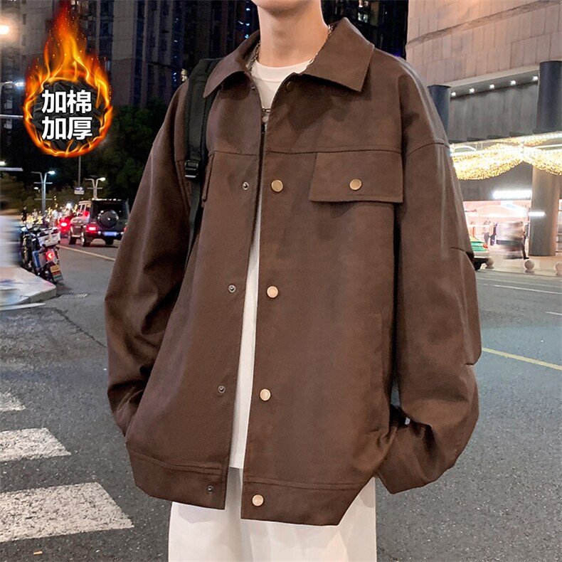 薄款改加绒特批P100无差价冬款加棉加厚扎染PU皮夹克男J2623J加棉,男装夹克,电商A001-1