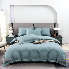 新款100S长绒棉纯色字母电脑绣花四件套-乔伊，床品套件，一起卖家纺