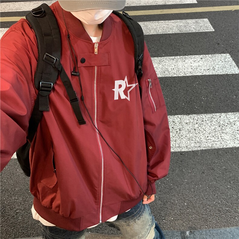 港风23新款秋季时尚百搭宽松字母印花夹克外套F6360P65控88，男装夹克，电商A268A