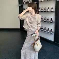 (现货）2025新款小香风流苏晕色半裙两件套装F582-P175-P268，女装套装/套裙，2C255