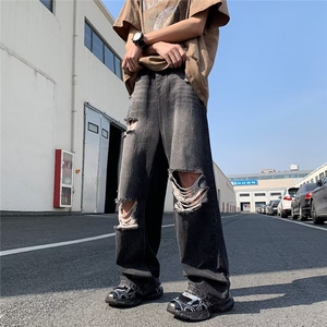 拖地裤夏季牛仔裤男破洞流行休闲男青少年裤子N0842-P48图片