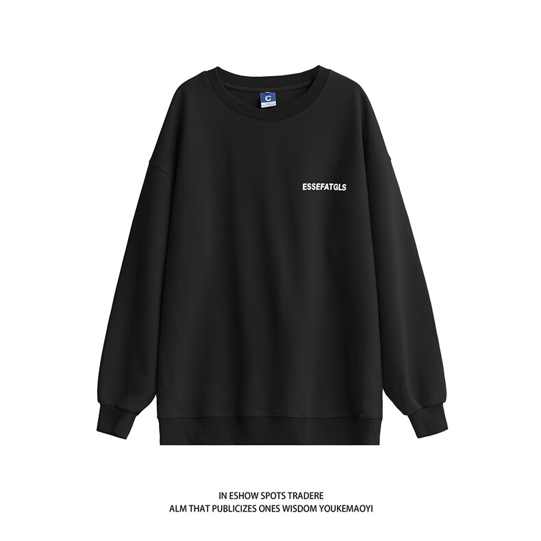 紫色重磅圆领卫衣潮牌男春美式复古oversize情侣慵懒chic无帽上衣，女装短外套，电商A233-2