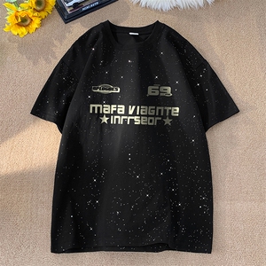量大优供抖音视频 支持得物配合二开美式满天星亮片短袖T恤MTX350图片