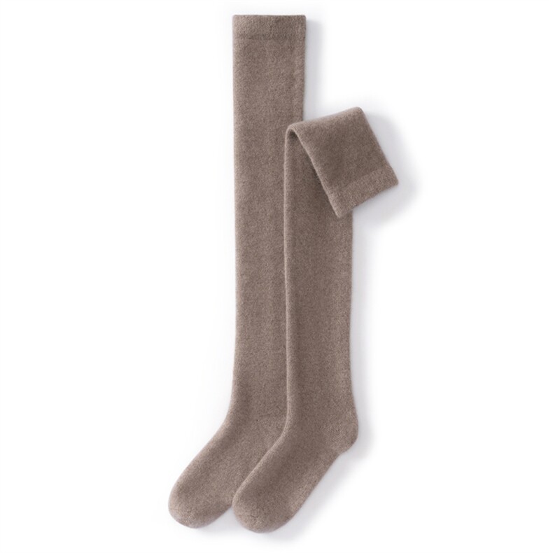 2025年秋季新款百搭女士双股加厚保暖长筒过膝袜，袜子，臻歆羊绒