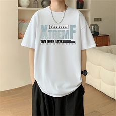 新款夏季男装纯棉短袖T恤落肩款印花时尚休闲宽松上衣，男装T恤，星座1013