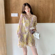 新中式国风套装女超好看2025年夏季新款时尚高级感衬衫短裤两件套，女装套装/套裙，2C135