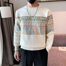 欧美风男潮牌针织衫秋季男款长袖羊毛衫花纹提花男毛衣M845，男装针织衫/毛衣，星座1116A-2（原606A-1）