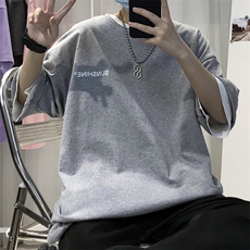 T06常年男士休闲字母印花T恤衫外套圆领半袖五分袖TEE男女中性，男装T恤，星座115A-3