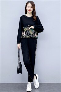 套装/套裙2021年春季时尚气质百搭优雅印花简约两件套图片