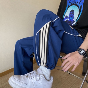 休闲男卫裤运动裤韩版宽松条纹港风日系抽绳束脚长裤K02917-P40图片