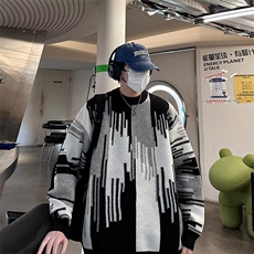 圆领撞色渐变加厚毛衣宽松商务休闲羊绒针织大码打底衫7132P45，男装T恤，星座410-2