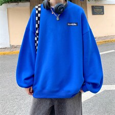 高级感无帽圆领卫衣男潮牌ins秋冬宽松潮流百搭设计感小众打底衫，男装T恤，电商B371