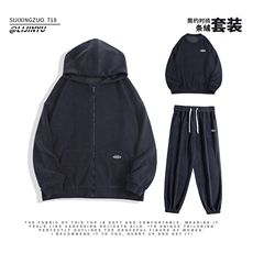 日系连帽卫衣外套秋季新款链美式潮牌青少年三件套SJT873-特批176，女装短外套，星座718