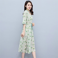 2023夏季新款时尚气质收腰显瘦休闲舒适撞色小碎花连衣裙，女装连衣裙，独衣靓